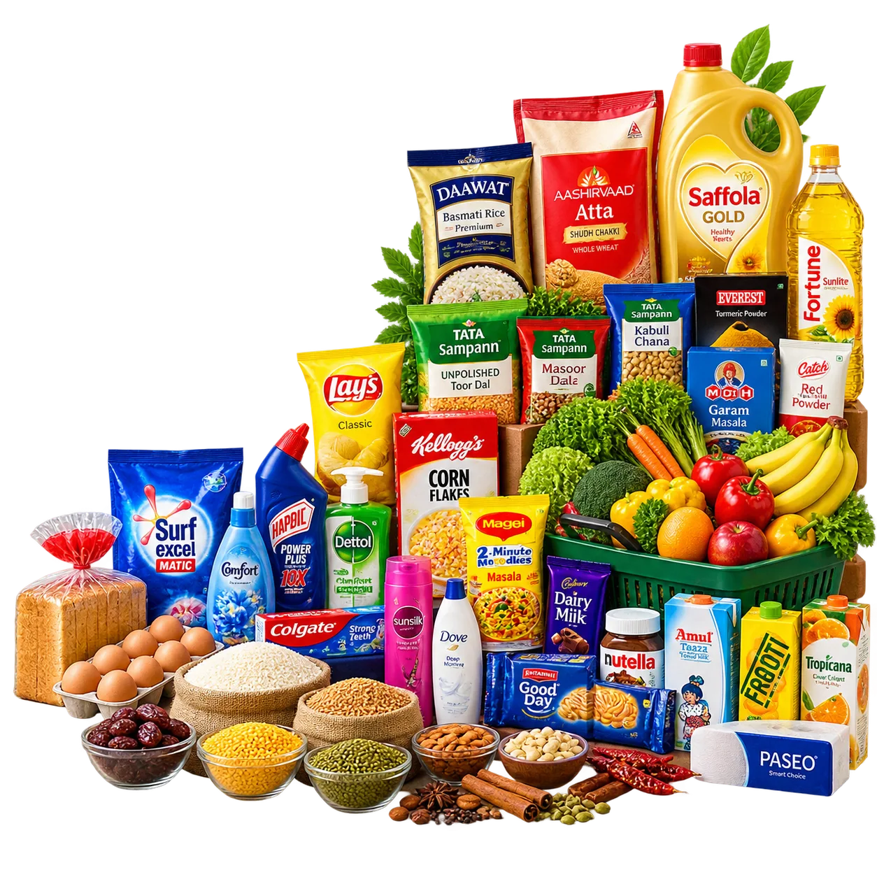 A complete collection of monthly grocery essentials