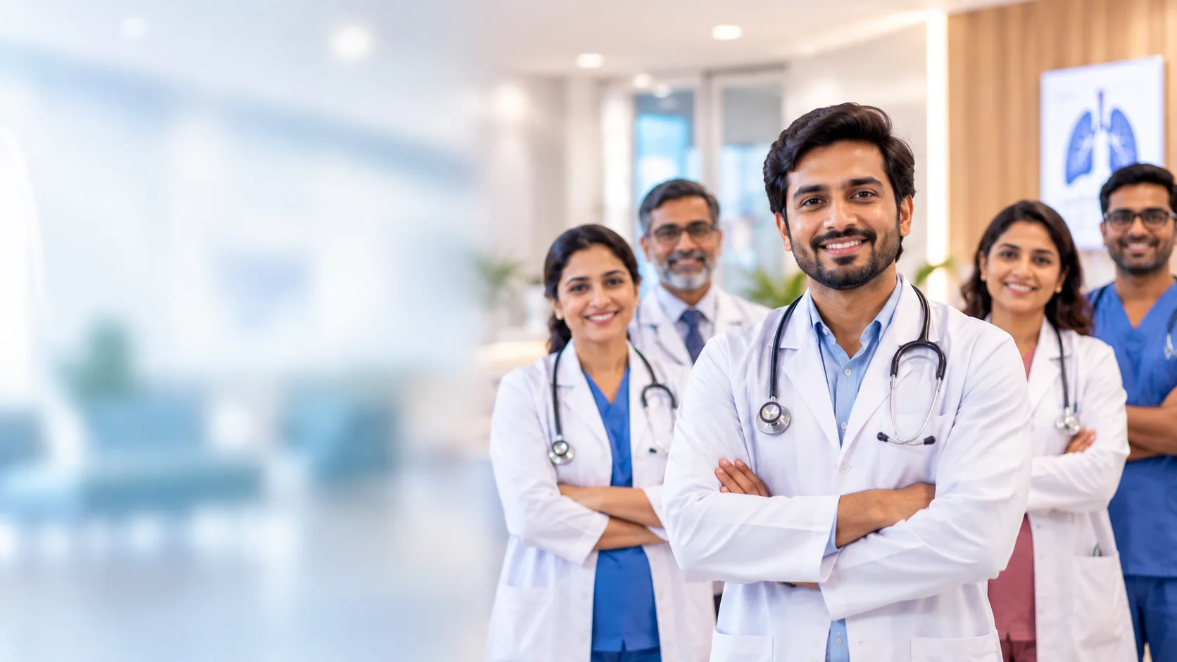 Illustration of a multispecialty medical team