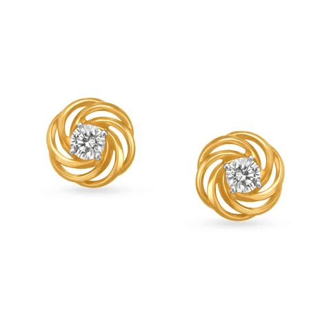 Swirl Pattern Diamond Stud Earrings for Kids