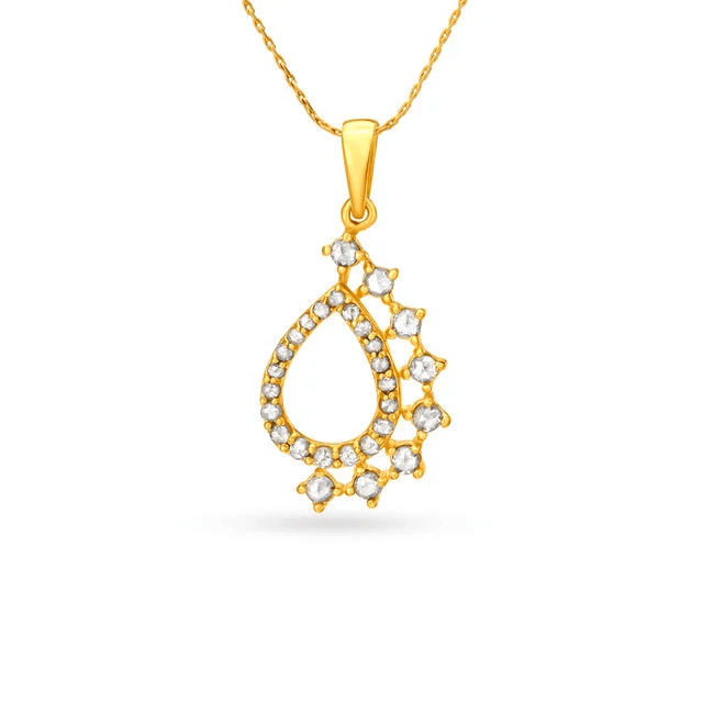 Fancy Teardrop Motif Gold Pendant