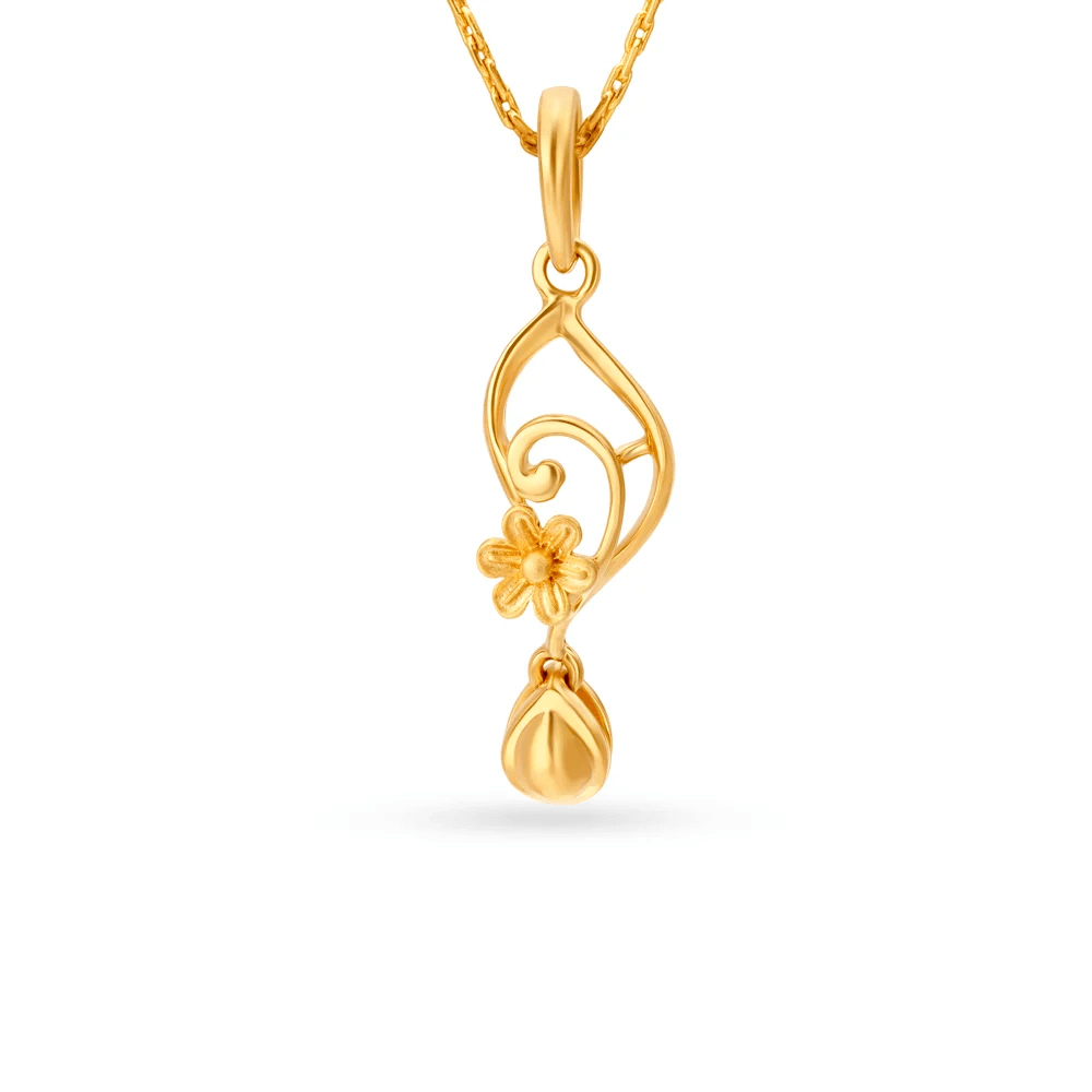 Splendid Floral Motif Gold Pendant