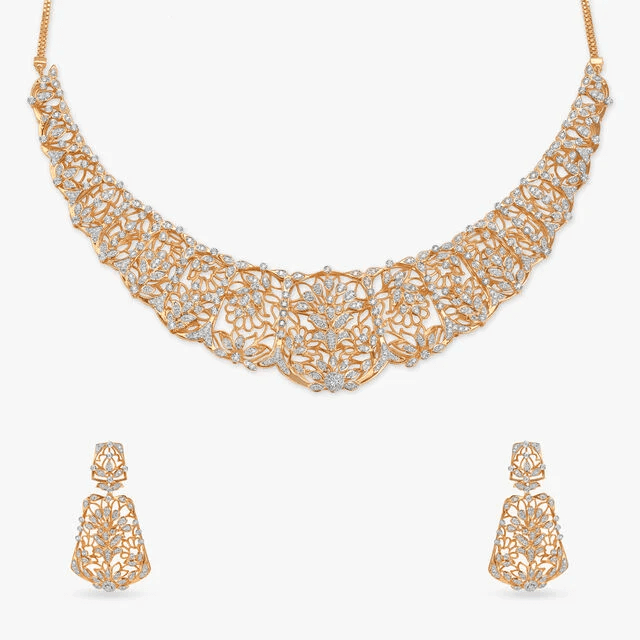 Etched Elegance Diamond Necklace Set
