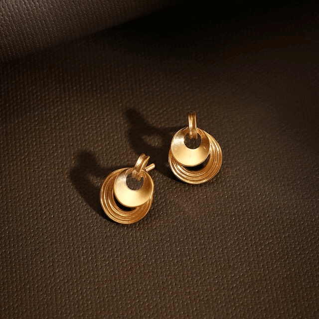 Radiant Circles Gold Stud Earrings