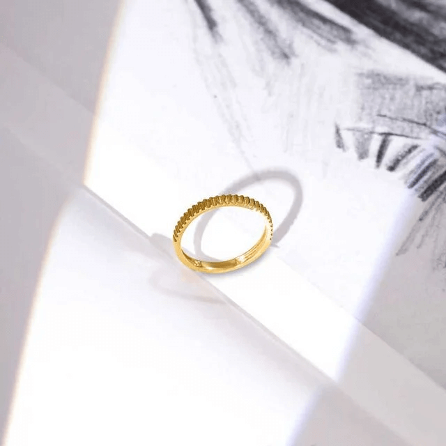 Sleek Textured Gold Ring