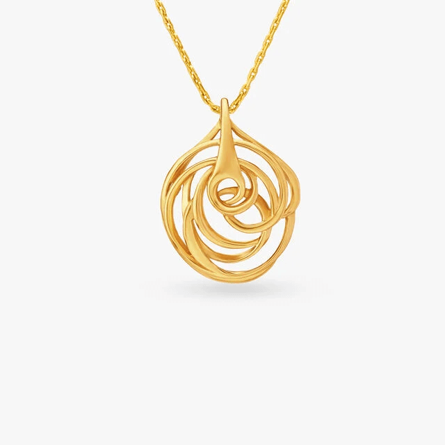 Spiral Gold Pendant and Earrings Set