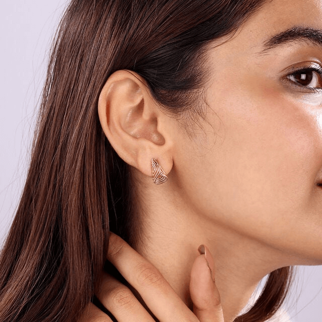 14KT Yellow Gold Triangle Edge Delight Stud Earrings