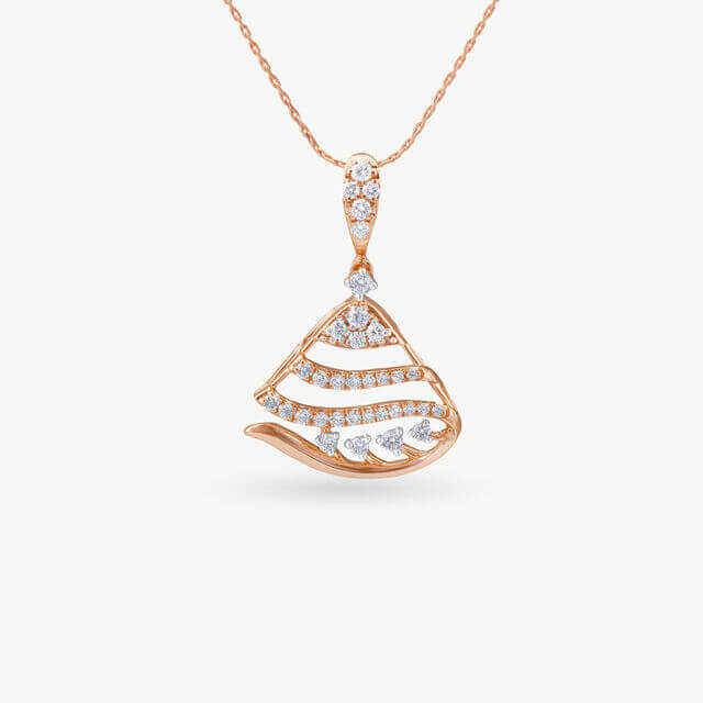Wavy Triangle Diamond Pendant and Earrings Set