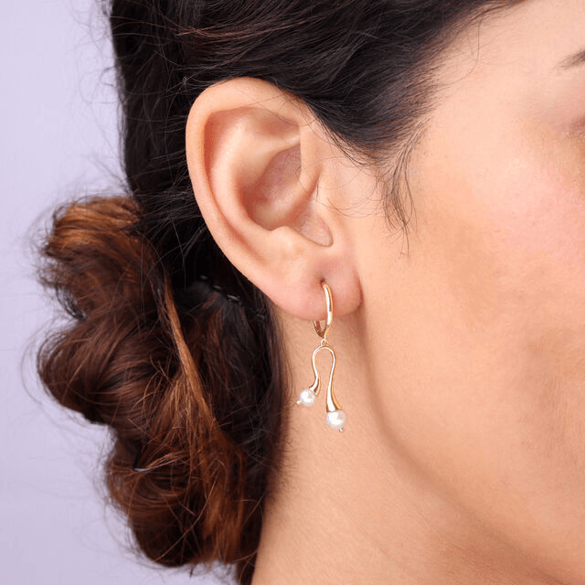 Dancing Drizzle Pearl Hoop Earrings